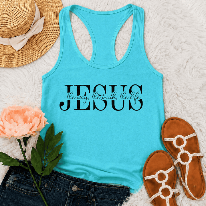 Christianartworkshop Débardeur dos nageur avec inscription « Jésus, le chemin, la vérité, la vie », mêlant caractères serif et cursifs. - Menthe - 2XL - image 21