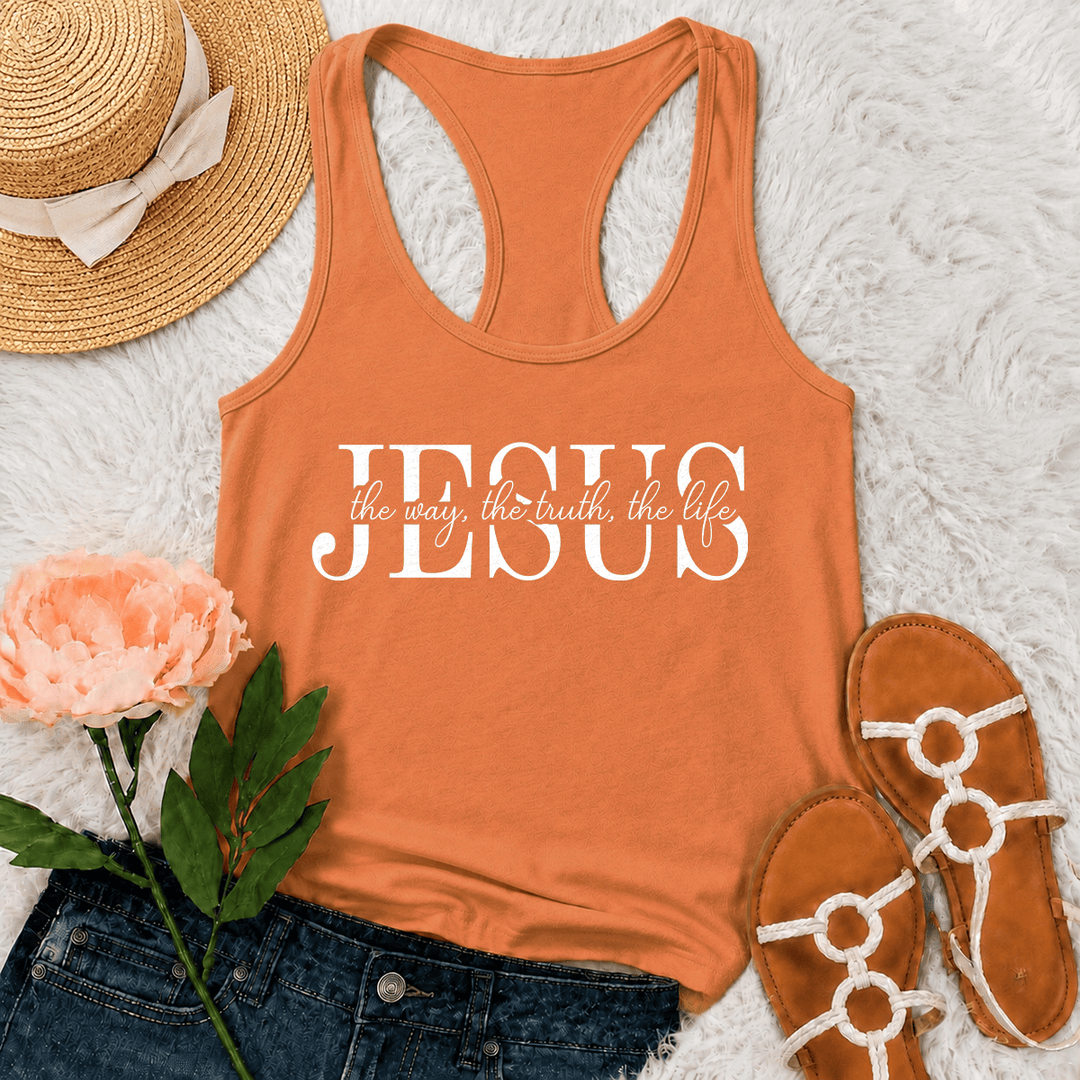 Christianartworkshop Débardeur dos nageur avec inscription « Jésus, le chemin, la vérité, la vie », mêlant caractères serif et cursifs. - Orange - 2XL - image 3