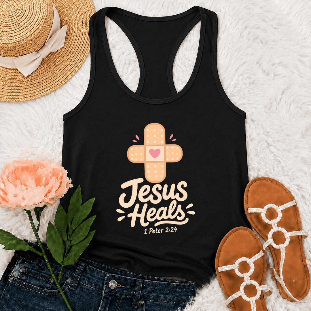 Christianartworkshop Débardeur dos nageur avec motif de cœur et de croix guérissante, inspiré de 1 Pierre 2:24 - Noir - 2XL - image 15