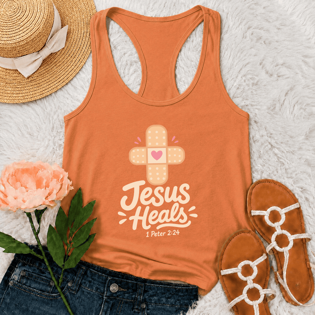 Christianartworkshop Débardeur dos nageur avec motif de cœur et de croix guérissante, inspiré de 1 Pierre 2:24 - Orange - 2XL - image 12