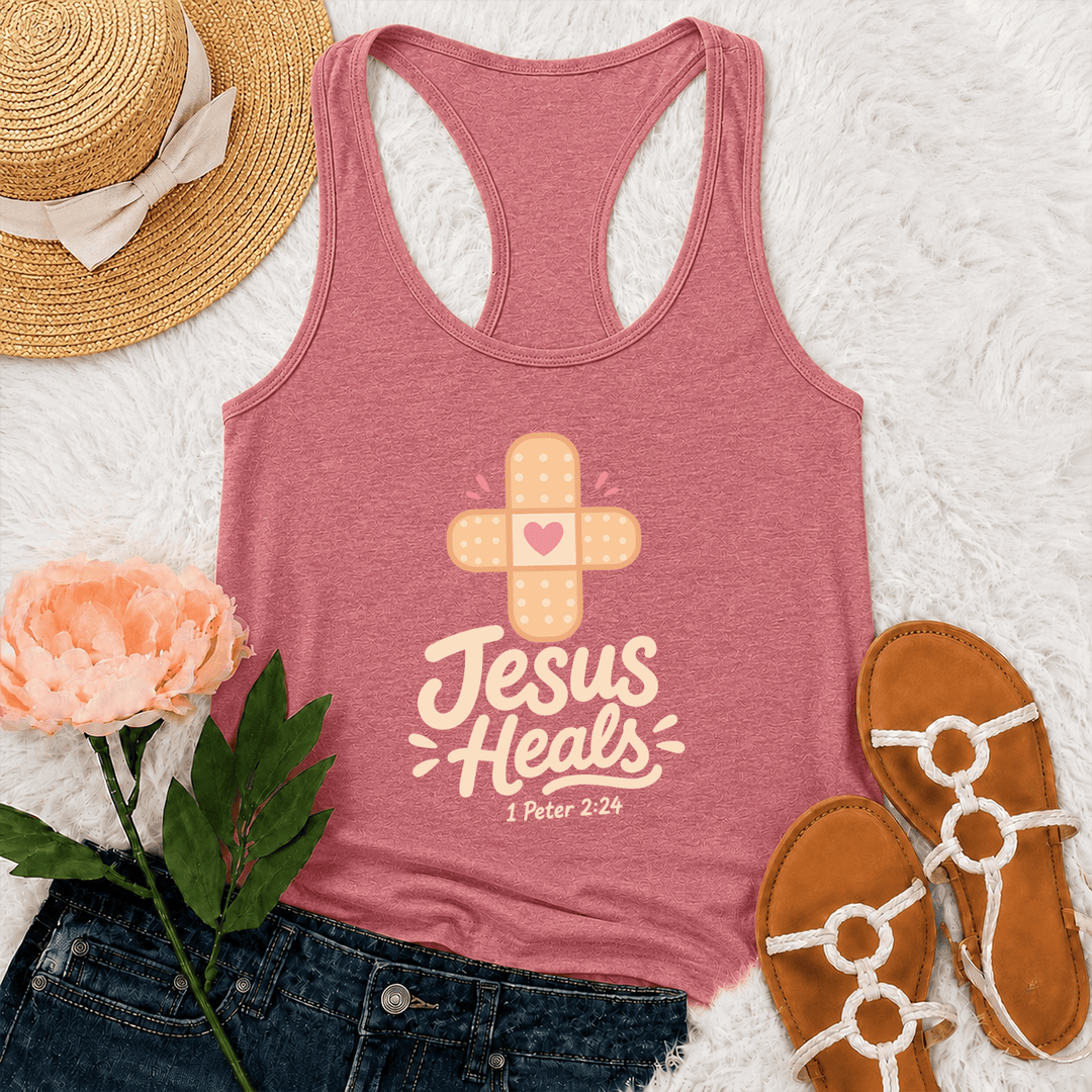 Christianartworkshop Débardeur dos nageur avec motif de cœur et de croix guérissante, inspiré de 1 Pierre 2:24 - Rose - 2XL - image 27