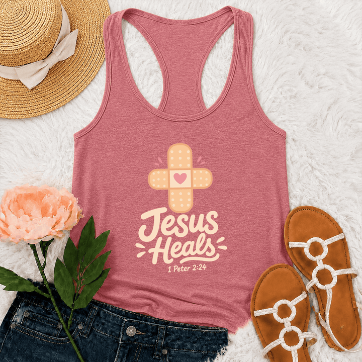 Christianartworkshop Débardeur dos nageur avec motif de cœur et de croix guérissante, inspiré de 1 Pierre 2:24 - Rose - 2XL - image 27