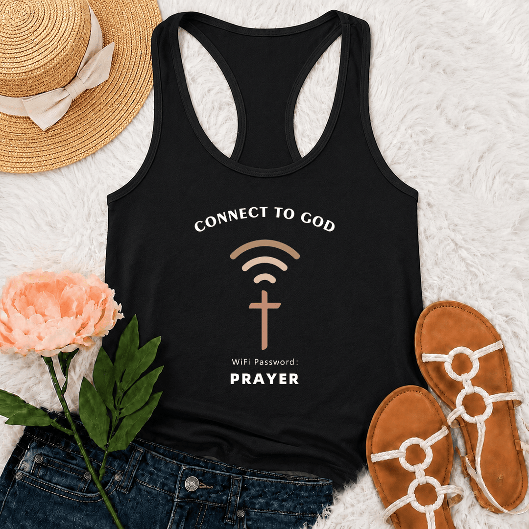 Christianartworkshop Débardeur dos nageur décontracté et inspirant avec croix et message Wi-Fi pour se connecter à Dieu - Noir - 2XL - image 0