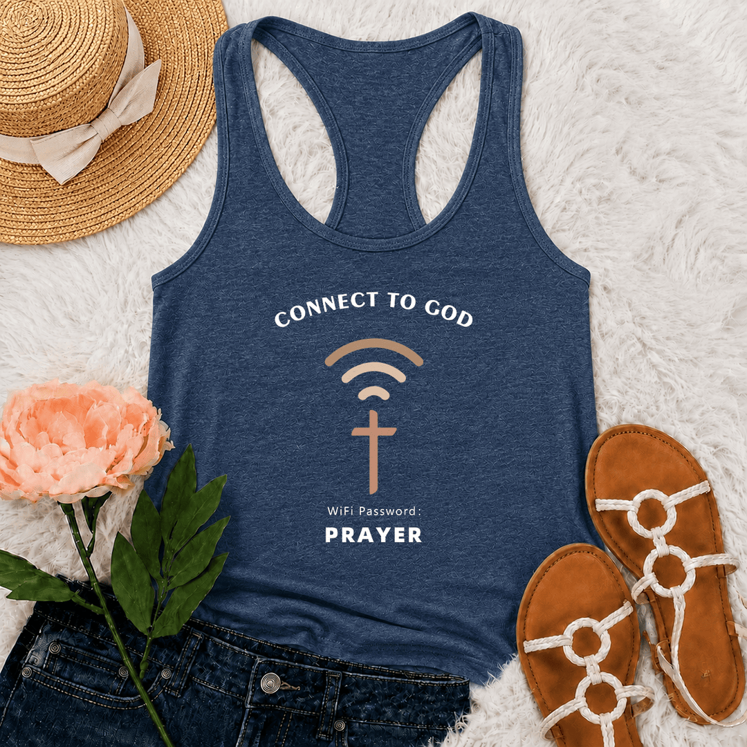 Christianartworkshop Débardeur dos nageur décontracté et inspirant avec croix et message Wi-Fi pour se connecter à Dieu - Bleu marine - 2XL - image 21