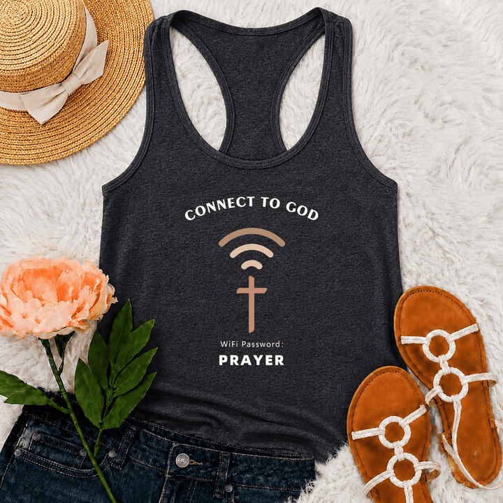 Christianartworkshop Débardeur dos nageur décontracté et inspirant avec croix et message Wi-Fi pour se connecter à Dieu - Gris - 2XL - image 12