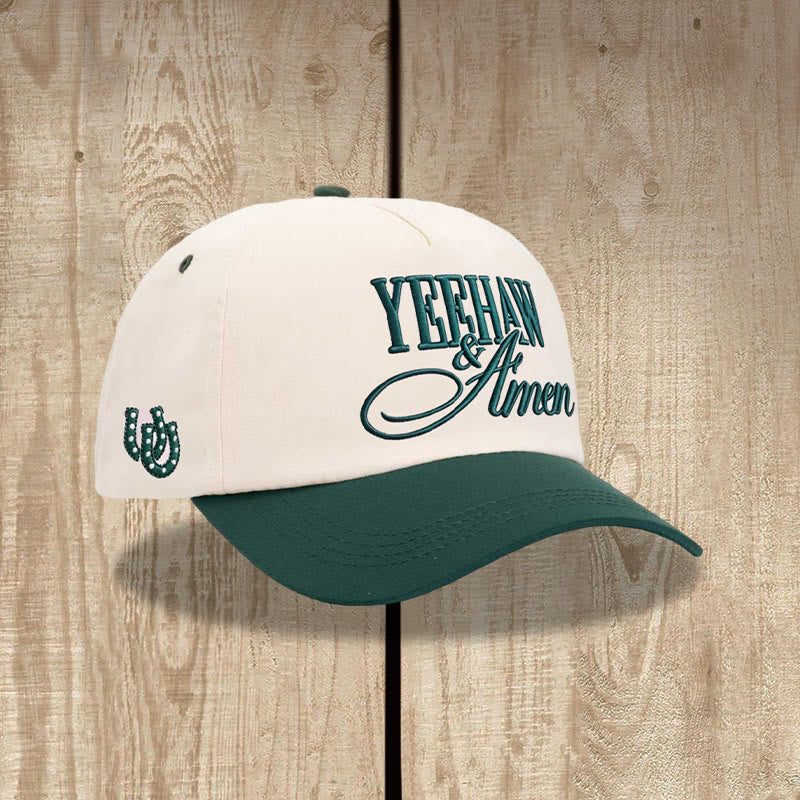 Christianartworkshop Casquette de baseball ajustable style western avec broderie en caractères gras et cursifs sur le devant et motif fer à cheval - Vert foncé - image 5