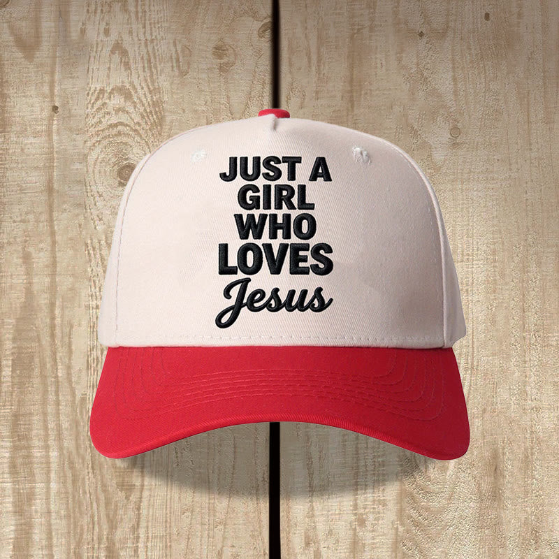 Christianartworkshop Juste une fille qui aime les impressions verticales à police mixte sur le devant Casquette de baseball ajustable - Rouge - image 2