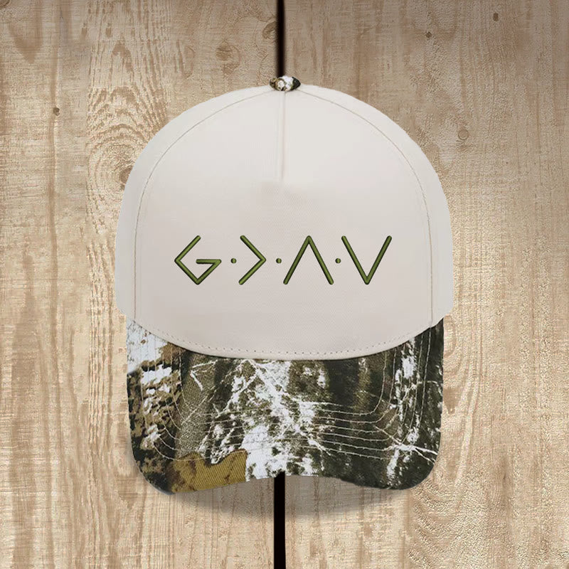 Christianartworkshop Casquette de baseball brodée sur le devant avec un symbole géométrique à lignes fines - Camouflage et beige - image 0