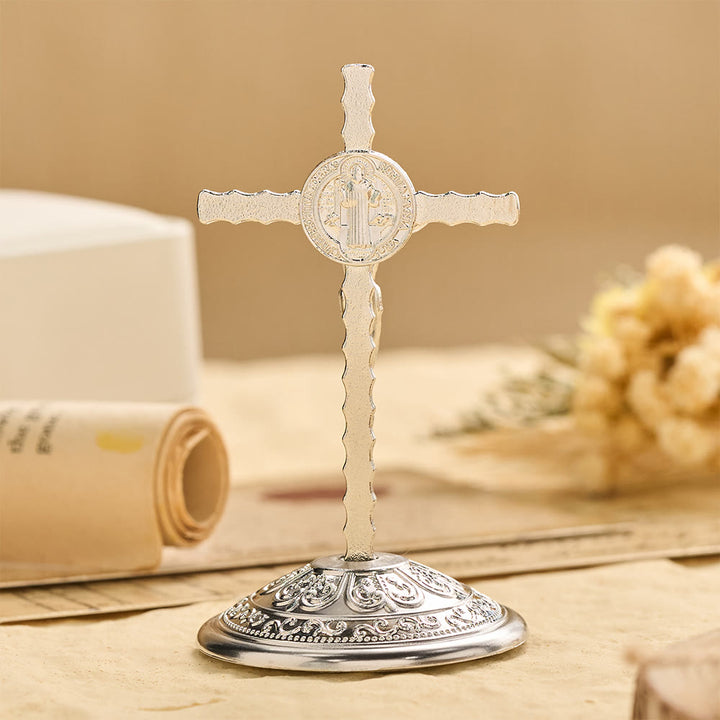 Christianartworkshop Crucifix de bureau Saint Benoît INRI : un symbole quotidien de protection et de rédemption sacrées - image 6