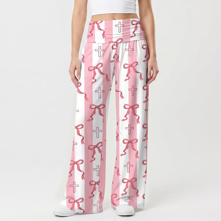 Pantalon à rayures verticales, nœud papillon et imprimé croix, taille haute et jambes larges, revers , Christianartworkshop - US22, UK/AU26, EU54 (6XL) - image 0