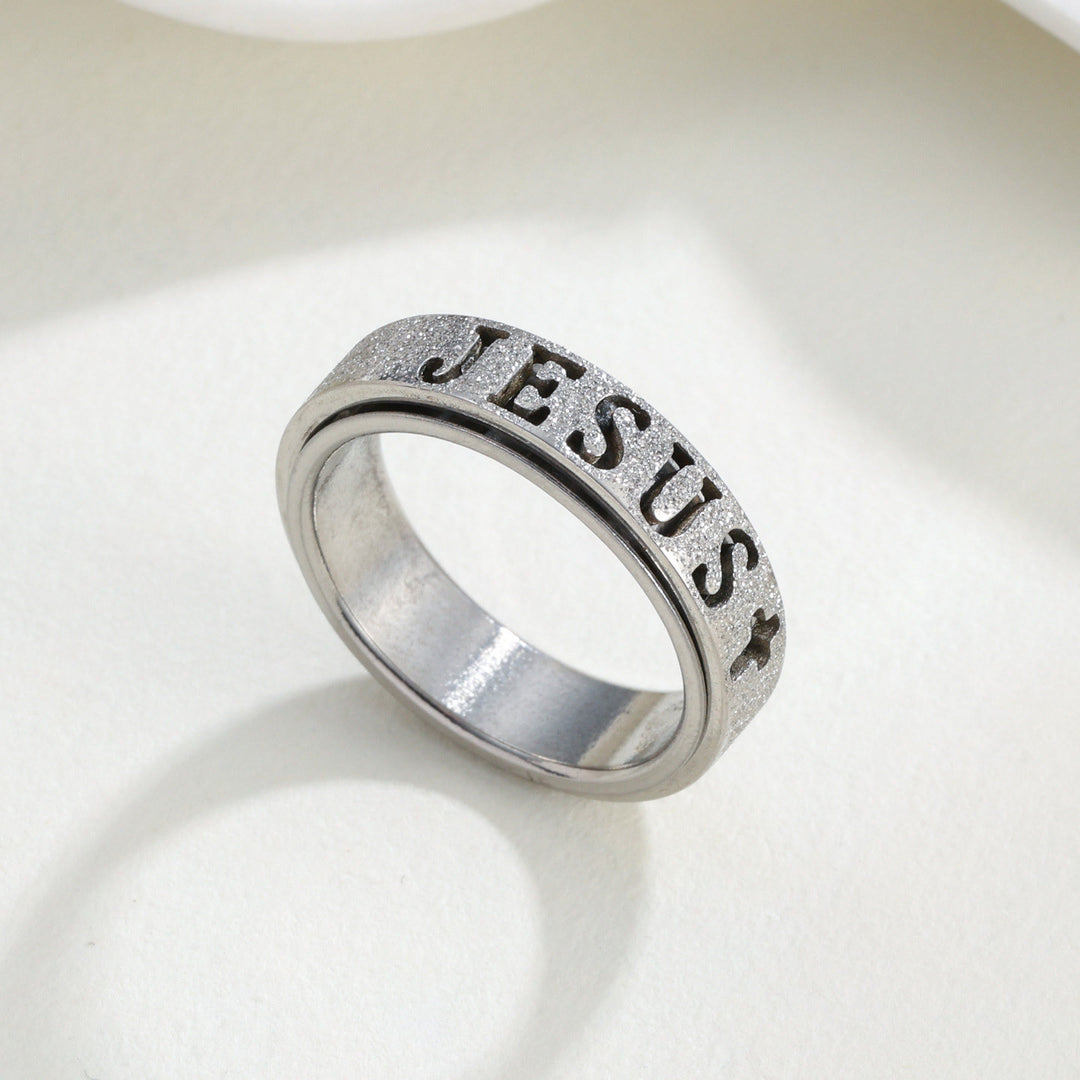 Christianartworkshop Bague anti-anxiété avec croix gravée du texte de Jésus : emblème intemporel d’une foi sacrée inébranlable - Argent - 10 US - image 7