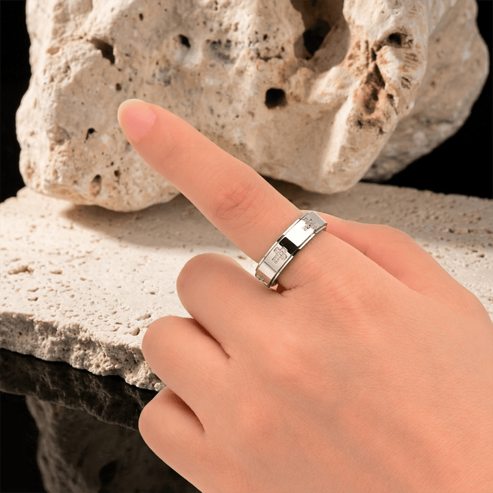Christianartworkshop Bague anti-anxiété à double couche avec croix rotative : emblème intemporel d’un refuge céleste éternel - image 7