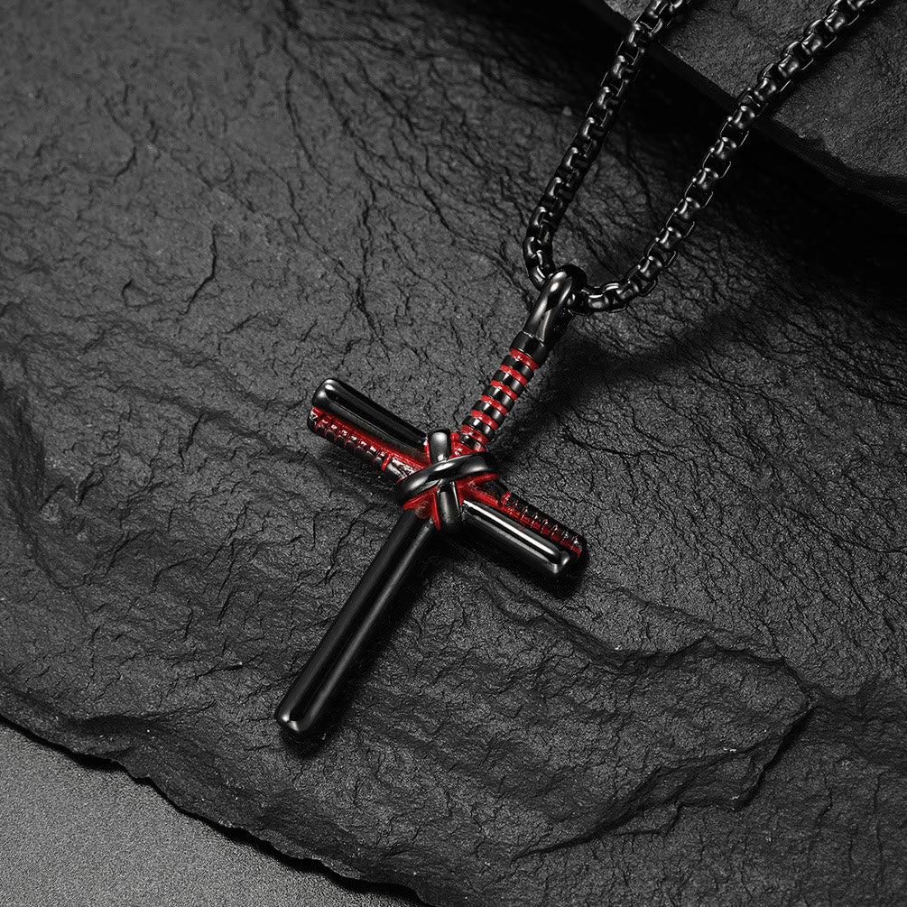 Christianartworkshop Collier pendentif croix minimaliste : emblème intemporel de douce paix céleste - Noir - image 0