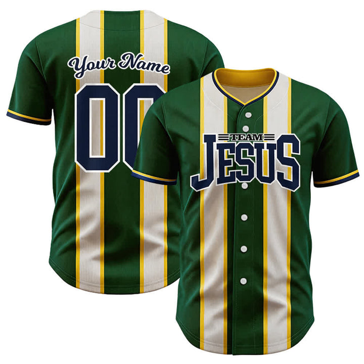 Maillot de baseball rayé à boutons Christianartworkshop personnalisé avec nom et numéro, équipe Jésus - 5XL - Nom & Numéro personnalisé - image 0