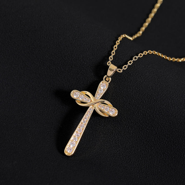 Christianartworkshop Collier Croix Pavé Symbole de l'Infini : Emblème Intemporel de Douce Paix Céleste - image 4