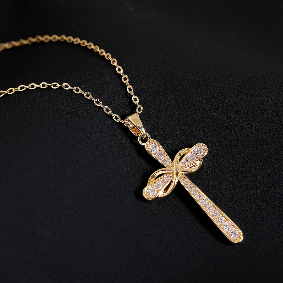 Christianartworkshop Collier Croix Pavé Symbole de l'Infini : Emblème Intemporel de Douce Paix Céleste - image 2