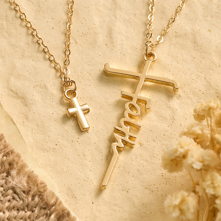 Christianartworkshop Collier Croix de la Foi à Double Chaîne : Emblème Intemporel de Prière Sincère et Dévote - image 3