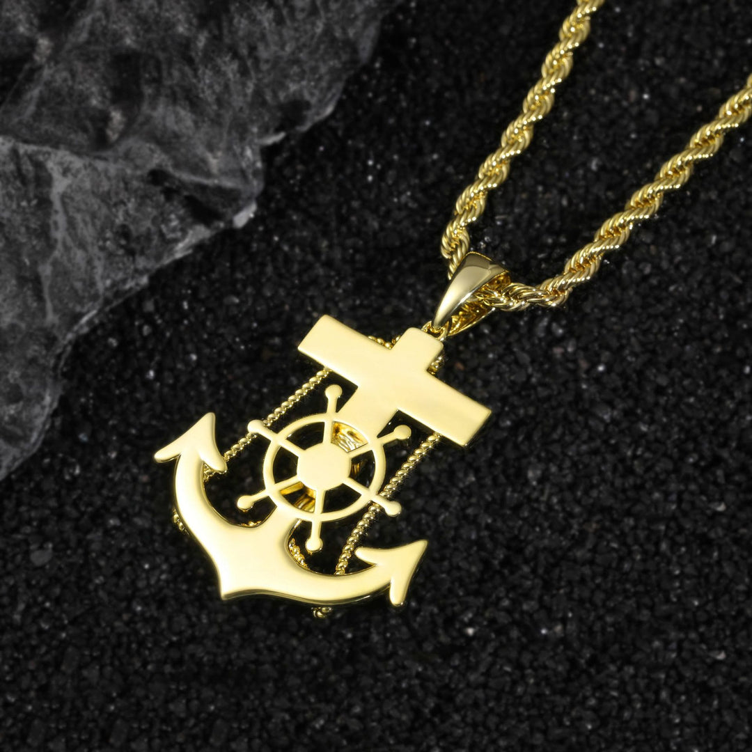 Christianartworkshop Pendentif ancre crucifix à roue de navire intégrée : emblème intemporel d’une confiance spirituelle inébranlable - image 4