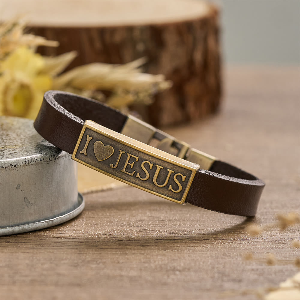 Christianartworkshop Bracelet classique dévotionnel en forme de cœur avec lettre de Jésus : emblème personnalisé de la tendresse divine éternelle - Jésus - image 0