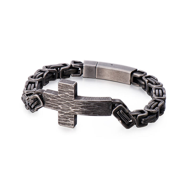 Christianartworkshop Bracelet croix plate à texture martelée : emblème personnalisé de la foi céleste inébranlable - Gris - image 6