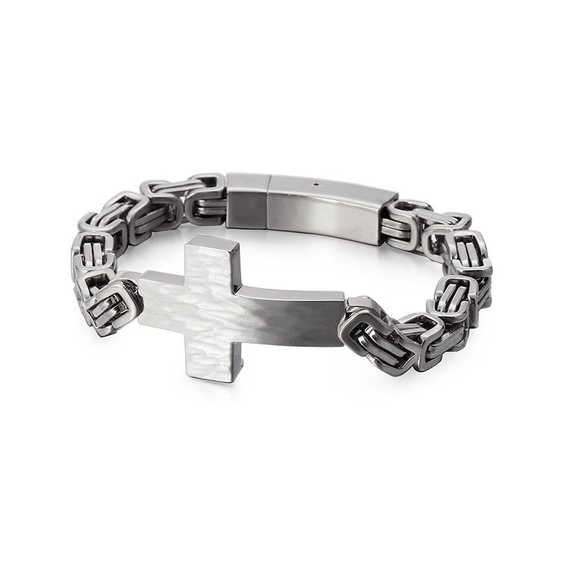 Christianartworkshop Bracelet croix plate à texture martelée : emblème personnalisé de la foi céleste inébranlable - Argent - image 5