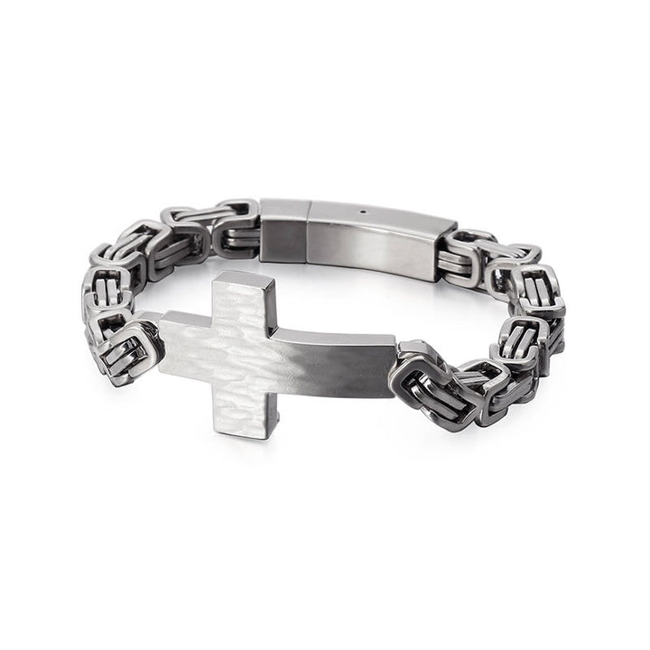Christianartworkshop Bracelet croix plate à texture martelée : emblème personnalisé de la foi céleste inébranlable - Argent - image 5