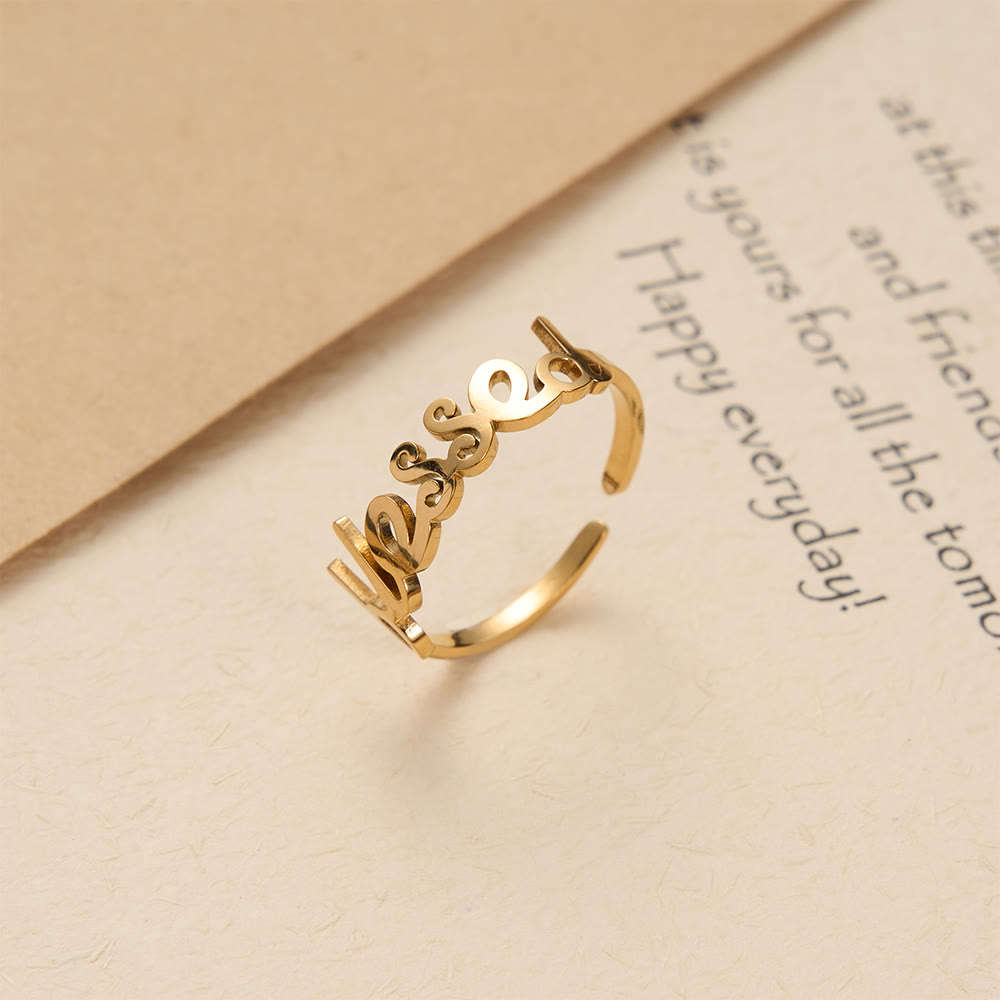 Christianartworkshop Bague ajustable ouverte avec inscription cursive « Parole bénie » : Emblème personnalisé de foi céleste inébranlable - image 2