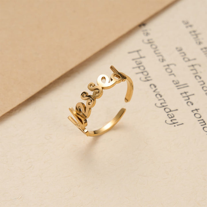 Christianartworkshop Bague ajustable ouverte avec inscription cursive « Parole bénie » : Emblème personnalisé de foi céleste inébranlable - image 2