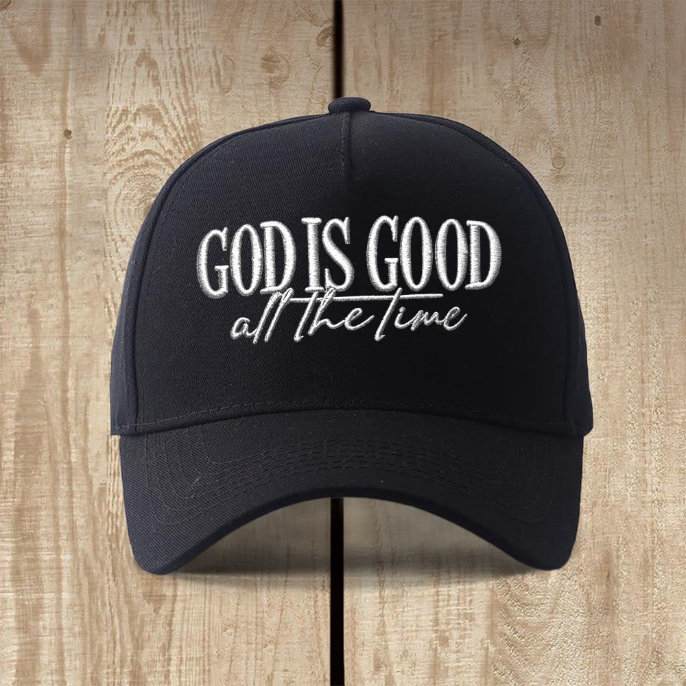 Christianartworkshop Casquette de baseball décontractée brodée « Dieu est bon en tout temps » - Noir uni - image 4