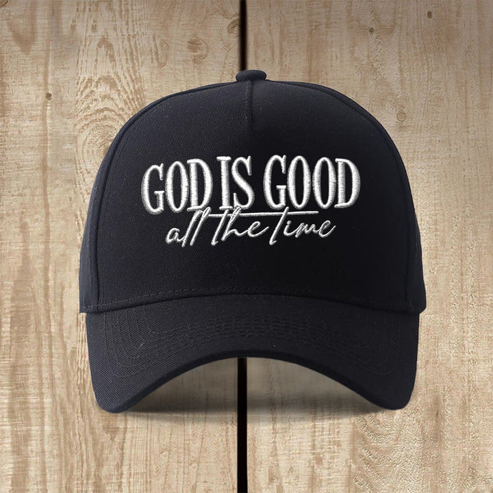 Christianartworkshop Casquette de baseball décontractée brodée « Dieu est bon en tout temps » - Noir uni - image 4