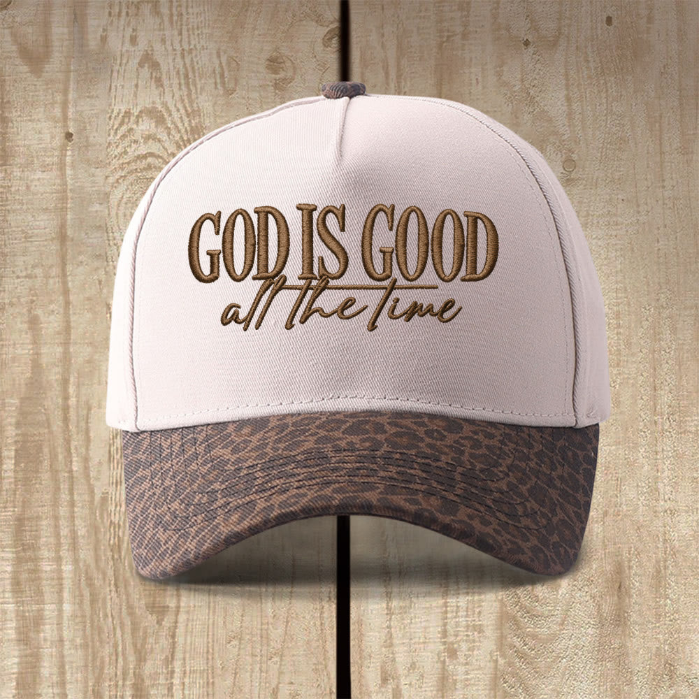 Christianartworkshop Casquette de baseball décontractée brodée « Dieu est bon en tout temps » - Léopard à pois - image 8