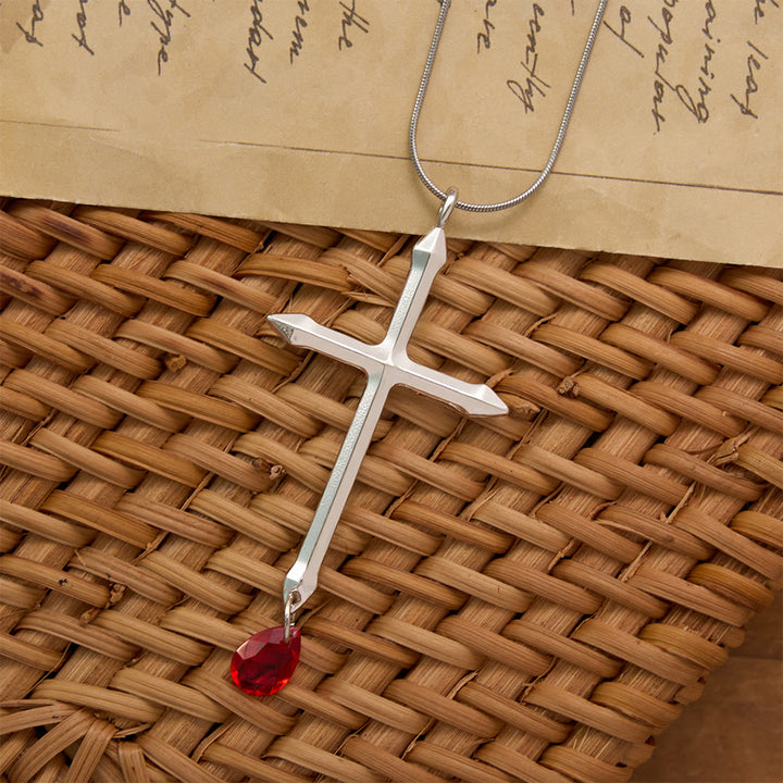 Collier Croix Épée avec pendentif en zircon rouge, Christianartworkshop : un souvenir sacré pour les croyants - image 1