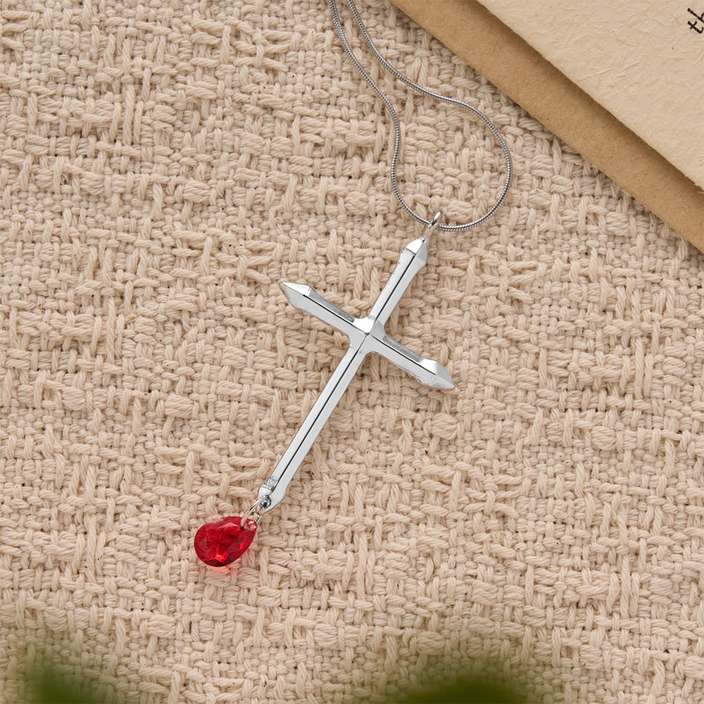 Collier Croix Épée avec pendentif en zircon rouge, Christianartworkshop : un souvenir sacré pour les croyants - image 3