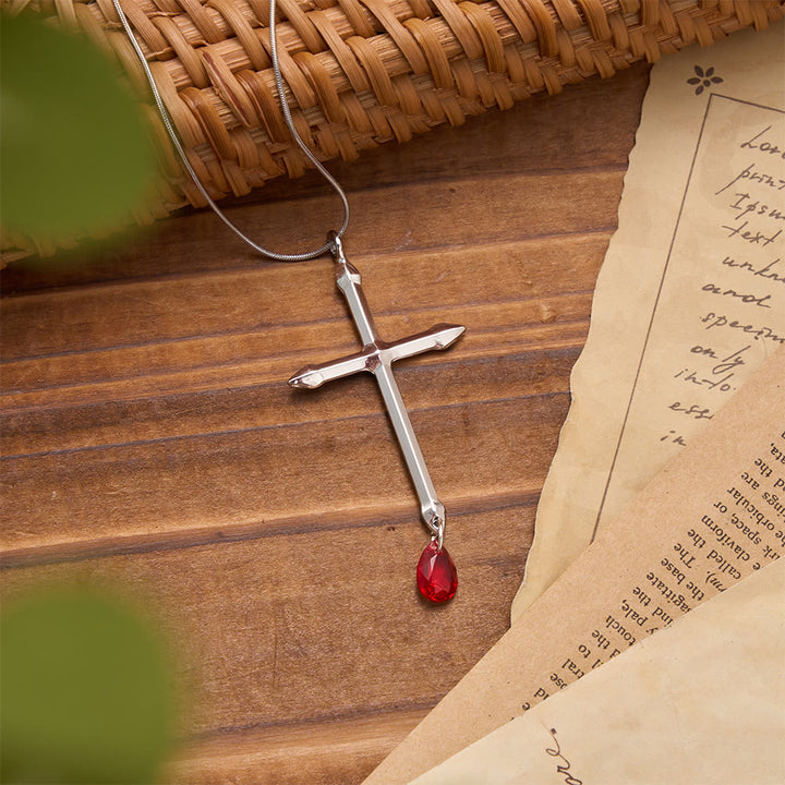 Collier Croix Épée avec pendentif en zircon rouge, Christianartworkshop : un souvenir sacré pour les croyants - image 2