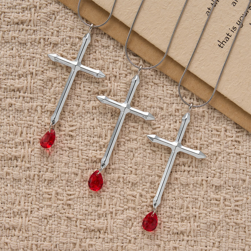 Collier Croix Épée avec pendentif en zircon rouge, Christianartworkshop : un souvenir sacré pour les croyants - image 4