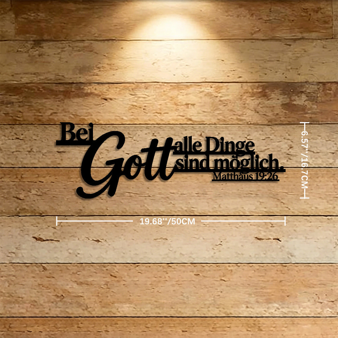 Christianartworkshop Décoration murale en métal surdimensionnée Flourish Gott Script Matthieu 19:26 (Écriture allemande) : Emblème intemporel de la grâce rédemptrice sacrée - 19,69''*6,57''*0,05''/50cm*16,7cm*0,12cm - image 6