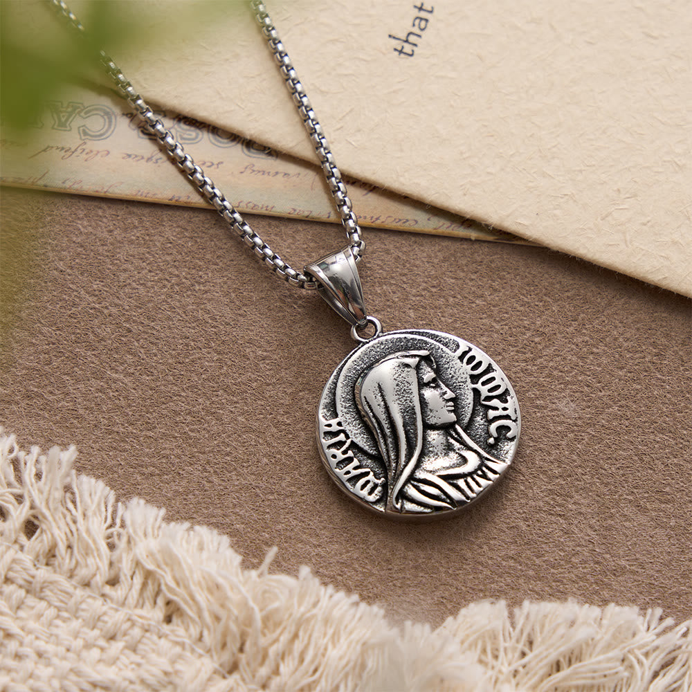 Collier pendentif classique Jésus et Marie, icône de la foi, par Christianartworkshop - image 3