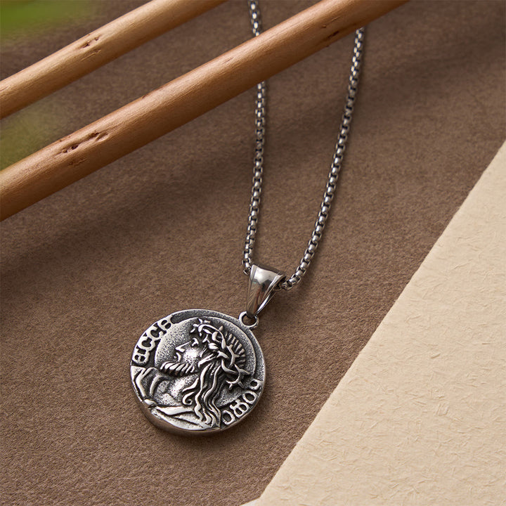 Collier pendentif classique Jésus et Marie, icône de la foi, par Christianartworkshop - image 1