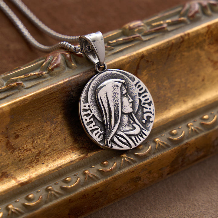 Collier pendentif classique Jésus et Marie, icône de la foi, par Christianartworkshop - image 2
