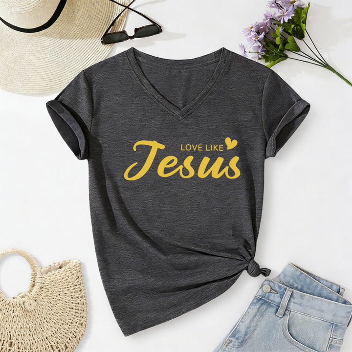 Christianartworkshop T-shirt décontracté à col en V avec inscription « Chère personne derrière moi » (verset Jean 15:12, texte au dos) - image 2