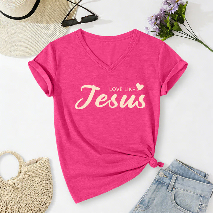 Christianartworkshop T-shirt décontracté à col en V avec inscription « Chère personne derrière moi » (verset Jean 15:12, texte au dos) - image 50