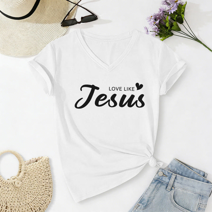 Christianartworkshop T-shirt décontracté à col en V avec inscription « Chère personne derrière moi » (verset Jean 15:12, texte au dos) - image 62