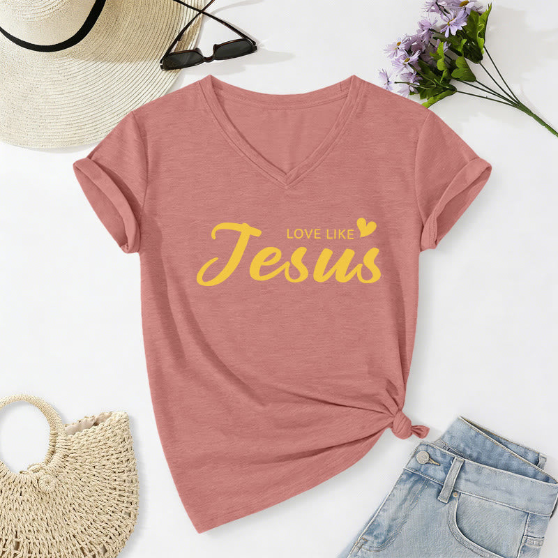 Christianartworkshop T-shirt décontracté à col en V avec inscription « Chère personne derrière moi » (verset Jean 15:12, texte au dos) - image 8