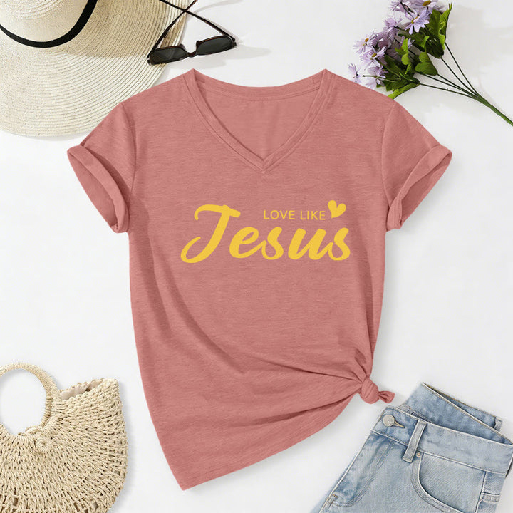 Christianartworkshop T-shirt décontracté à col en V avec inscription « Chère personne derrière moi » (verset Jean 15:12, texte au dos) - image 8