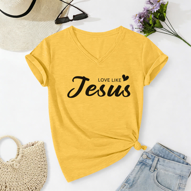 Christianartworkshop T-shirt décontracté à col en V avec inscription « Chère personne derrière moi » (verset Jean 15:12, texte au dos) - image 26