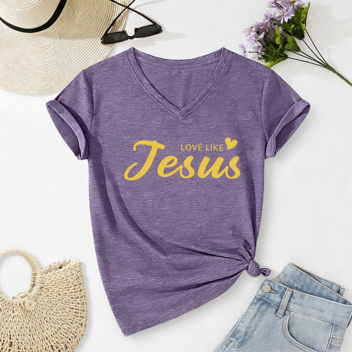 Christianartworkshop T-shirt décontracté à col en V avec inscription « Chère personne derrière moi » (verset Jean 15:12, texte au dos) - image 38