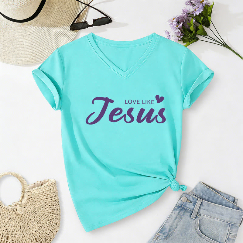 Christianartworkshop T-shirt décontracté à col en V avec inscription « Chère personne derrière moi » (verset Jean 15:12, texte au dos) - image 68