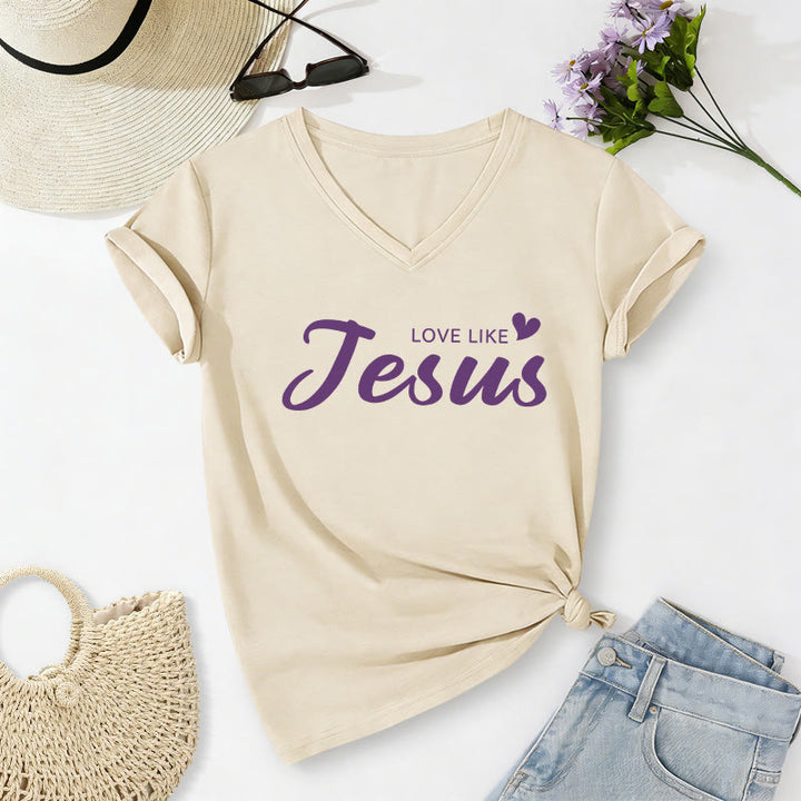 Christianartworkshop T-shirt décontracté à col en V avec inscription « Chère personne derrière moi » (verset Jean 15:12, texte au dos) - image 20