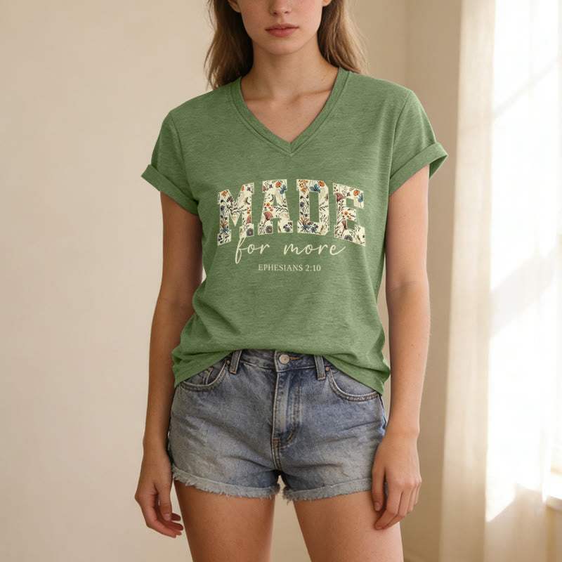 Christianartworkshop T-shirt décontracté à col en V avec motif floral, police cursive universitaire et verset Éphésiens 2:10. - image 19