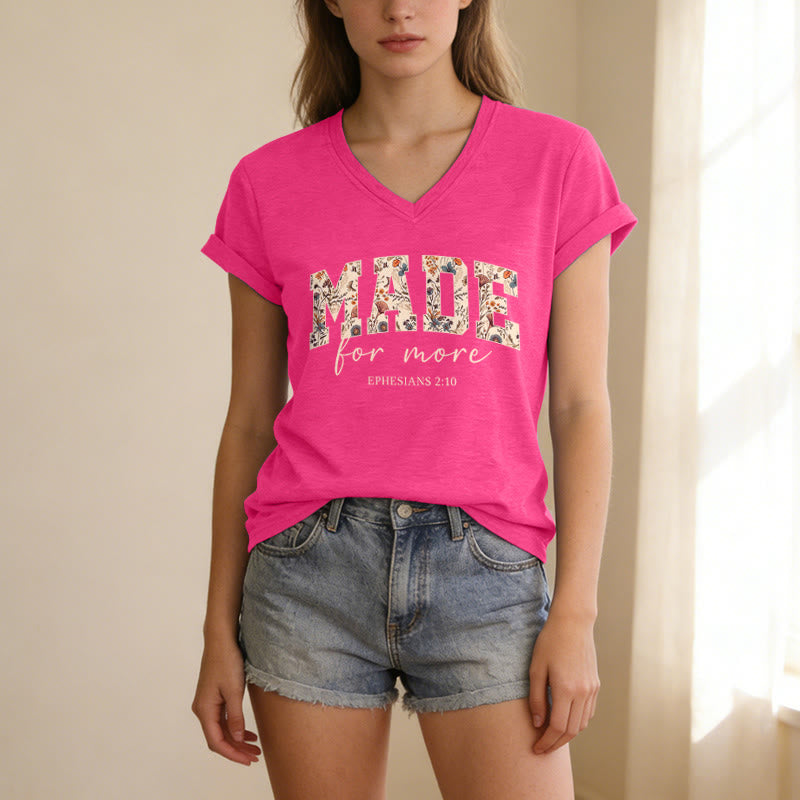 Christianartworkshop T-shirt décontracté à col en V avec motif floral, police cursive universitaire et verset Éphésiens 2:10. - image 17